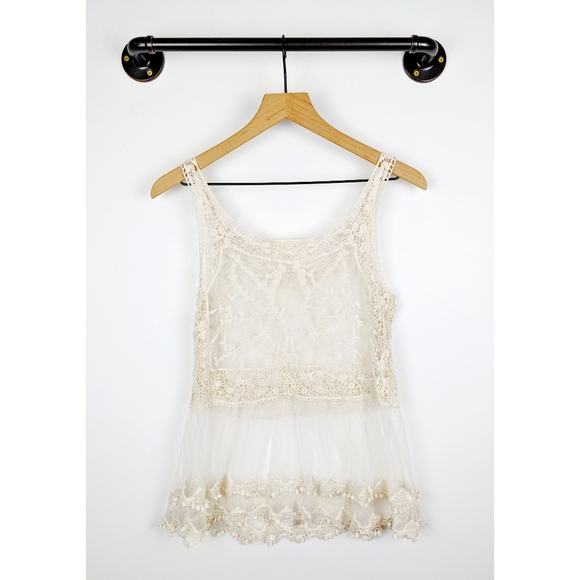 MED - Dreamers Lace and Crochet Sheer Tank Top - Picture 5 of 7